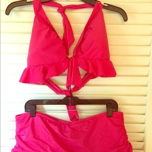 Kenneth Cole Reaction Hot Pink Ruffle Bikini