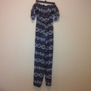 Black & white floral wide leg flare pants jumpsuit