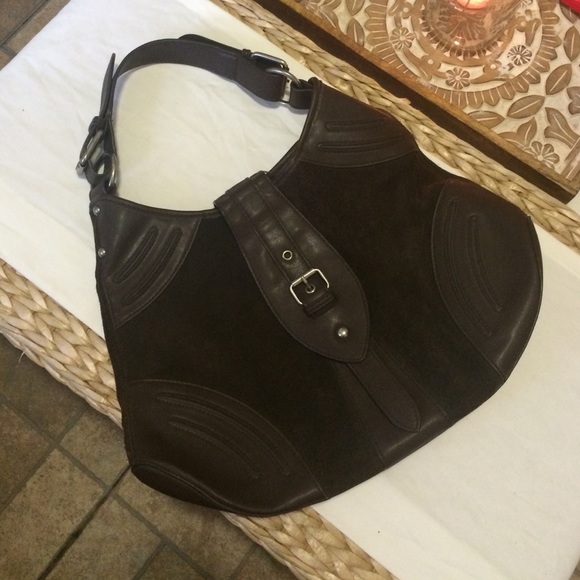 Brown Suede & Leather CK Bag