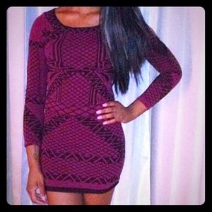 Long sleeve body con dress