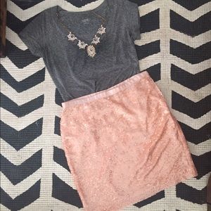 Anne Taylor LOFT Blush Sequin Skirt