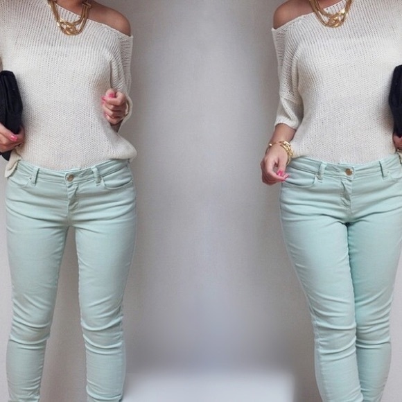 Zara mint trouser with gold zipper