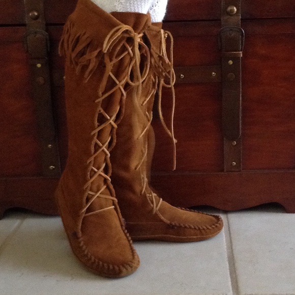 BROWN ALL LEATHER MOCCASINS 6 - Picture 2 of 4