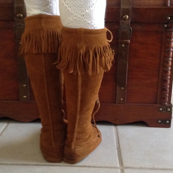 BROWN ALL LEATHER MOCCASINS 6 - Picture 3 of 4