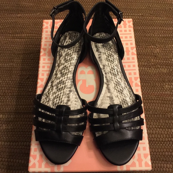 GIANNI BINI "GET REAL" Black Leather Sandals