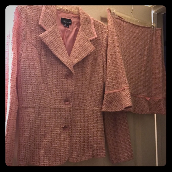 Pink Tweed Skirt Suit