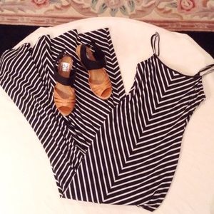 Alythea Black and White Striped Maxi Dress