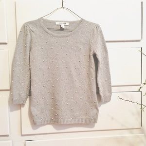 Forever 21 Grey Knit Sweater with Pearls