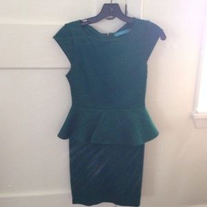 Dark green peplum dress
