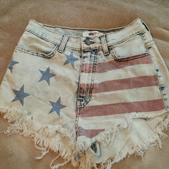 High waisted American flag shorts