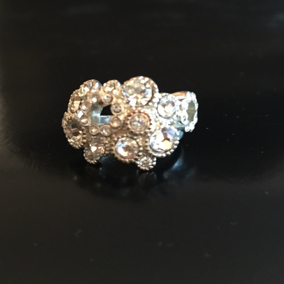Silver crystal ring