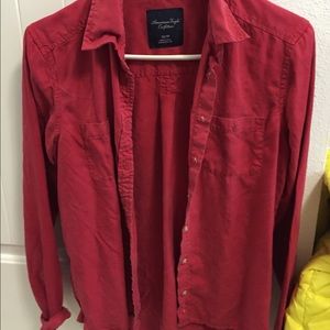 American Eagle red button up shirt size XS
