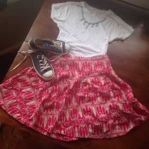 Cute tropically patterned casual linen skirt
