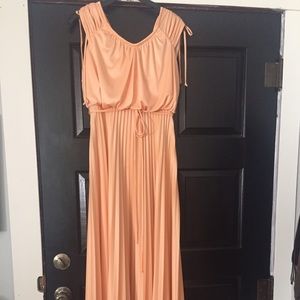 Vintage Peach Pleated and Draped dress