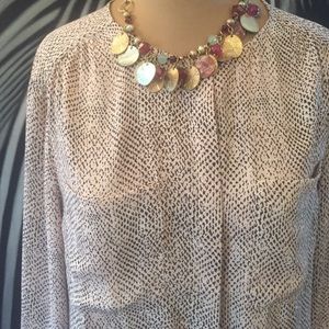 Pink textured button up top from LOFT