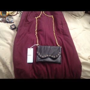 Black Clutch with Gold chain strap