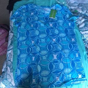 Lilly Pulitzer Ariel Blue What A Racquet top(sz m)
