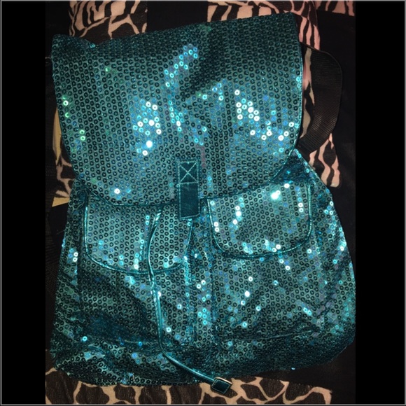 Blue glitter sequence backpack