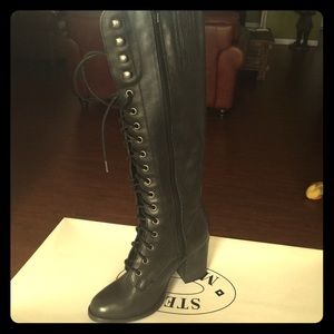 Steve Madden military style black boots.