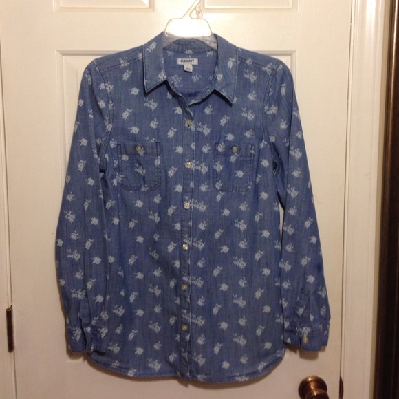 Old Navy floral chambray shirt