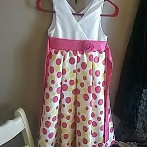 Little girls pink polka dot dress
