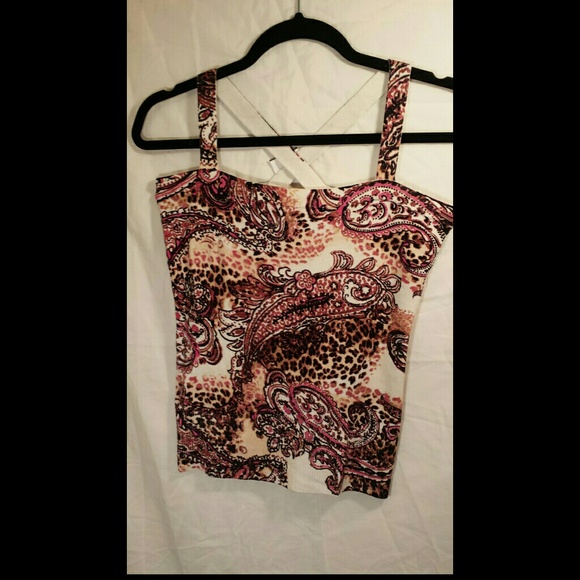 Cache sz M paisley crisscross back tank top - Picture 1 of 4