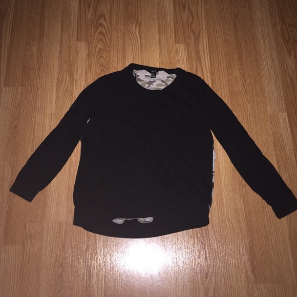 Black Sweater with Camo Back