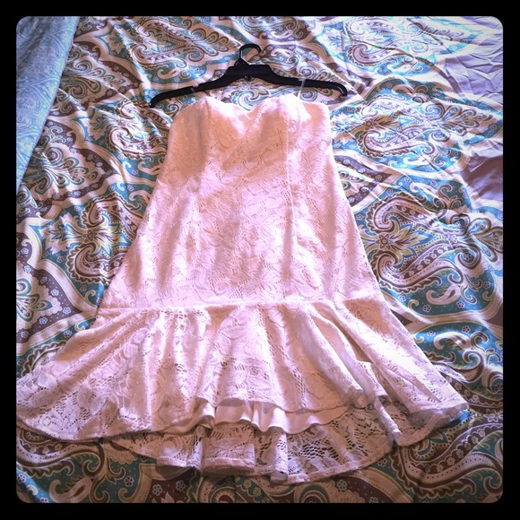 Creamy colored lace dress