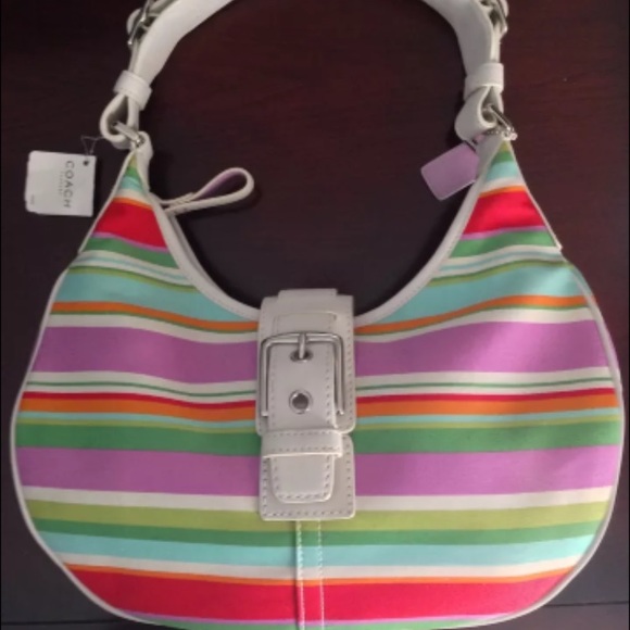 NEW Coach Hampton Hobo, F10702, Canvas,Leather,NWT