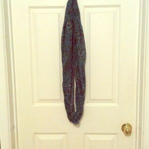 Brown and blue paisley infinity scarf