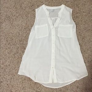 Sheer white sleeveless blouse