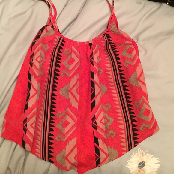 Urban Outfitters (Lush) red aztec flowy shirt - Picture 1 of 1