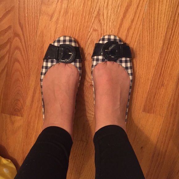 Navy and white flats