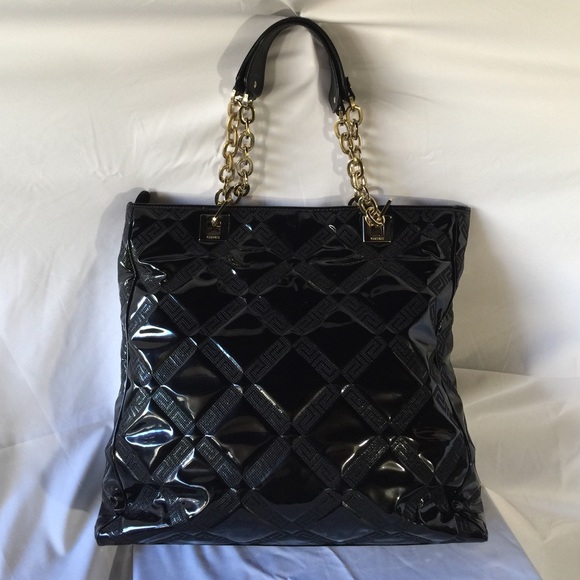 : SOLD : Versace Patented Black Leather Handbag - Picture 2 of 4