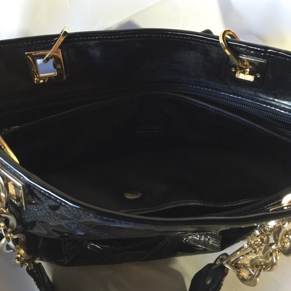 : SOLD : Versace Patented Black Leather Handbag - Picture 4 of 4