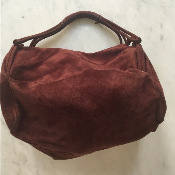 Bottega Veneta eggplant suede purse