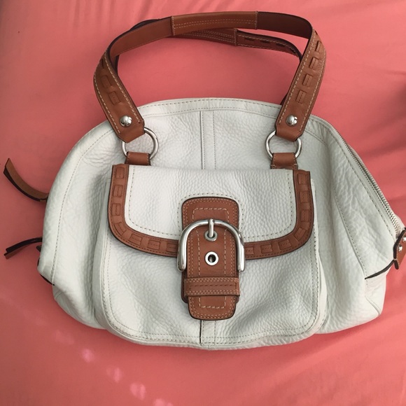 Coach White and Brown leather handbag