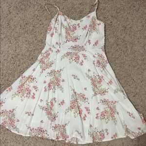 White and pink floral print dress