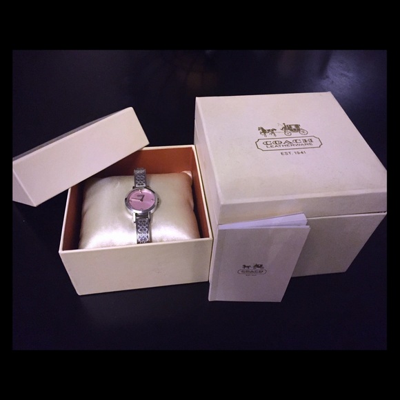 Coach Accessories - COACH SIGNATURE ETCHED BANGLE WATCH - pink