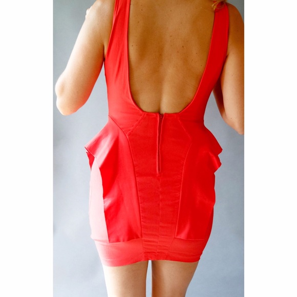 Red watermelon scoop back cocktail night out dress