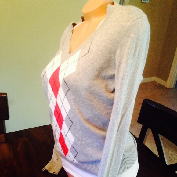 Grey/Pink/White Nautica Argyle Sweater - Picture 2 of 4
