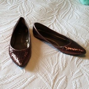 Bronze sparkly flats