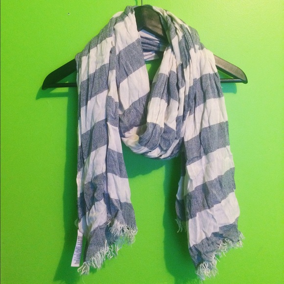 2 Scarves (Gray & White - Striped and Polka Dots)