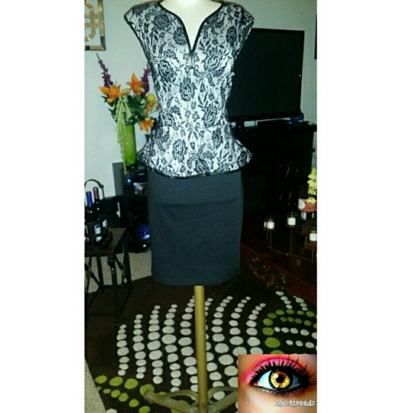 Lace Mock 2 Peice Peplum Dress