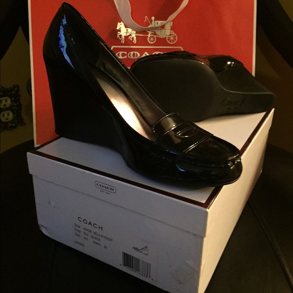 Patent Leather Coach Wedge Heel