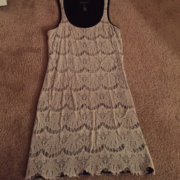 Lacy covered black cotton dress