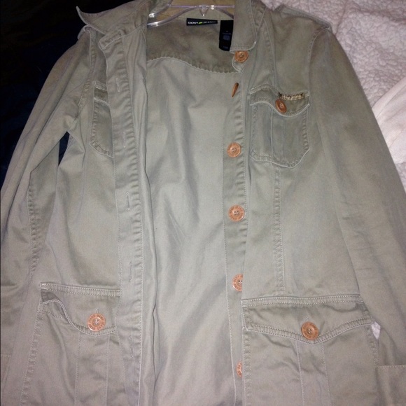 Cute DKNY green jacket with light brown buttons