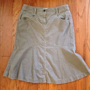 Loft khaki corduroy skirt