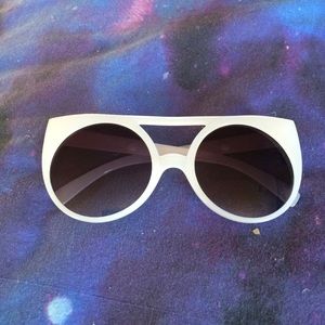 -SOLD-White Oversized Cat Eye Sunglasses