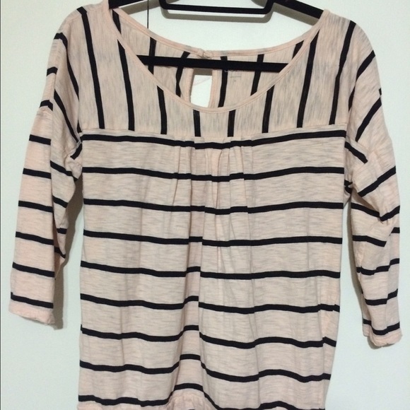 Light pink shirt black stripes, Loft, Medium